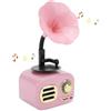 Plyisty Altoparlante Bluetooth retrò, fonografo a forma di fonografo, altoparlante Bluetooth, vintage, decorazione per la camera da letto, lettore musicale retrò (rosa)