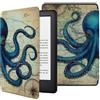 CAEITLRSO Custodia Per Kindle 7Th (Adatta Solo Alla 7Th Generazione 2014, Modello: Wp63Gw) Con Smart Cover Protettiva Con Funzione Di Accensione/Spegnimento Automatico - Mappa D'Epoca Polpo