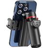 Sumsoctober Treppiede per smartphone con Bluetooth/telecomando, bastone portatile per selfie/supporto con controllo zoom e impugnatura assistita, struttura in lega di alluminio, design compatto (nero