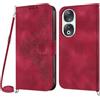 Netany Cover per Huawei Honor 90 5G con Cordino, Flip Portafoglio Custodia in Pelle, [2 Porta Carte][Chiusura Magnetica],Custodia Libro Antiurto Cover con Laccio per Huawei Honor 90 5G (Rosso)