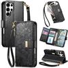 Fertuo Cover per Samsung Galaxy S25 Ultra, Fiori Custodia a Libro Portafoglio Antiurto in Pelle PU Flip Case Interna Silicone con Porta Carte, Supporto, Chiusura Magnetica e Cinturino, Nero