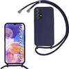 FERLAN Custodia per Samsung Galaxy A23 Cover con Cordino,Blu Silicone Antiurto TPU Morbido Case Corda Collana Necklace Regolabile Stylish con Catena Ultra Sottile Cover per Galaxy A23 4G/A23 5G,Blu navy