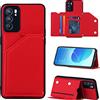 SIMao Pelle Cover per OPPO Reno 6 5G Custodia Portafoglio in Pelle Custodia con Slot per Schede Supporto Chiusura Magnetica Cover Antiurto Protettiva TPU Silicone Case Flip Wallet,Rosso