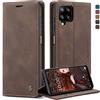 WenBaby CaseMe Cover per Samsung Galaxy A12 5G, Magnetica Cover a Libro con Slot per Schede, Custodia in PU Pelle Portafoglio per Samsung Galaxy A12 5G, Marrone Scuro