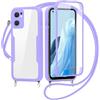 FERLAN Cover per Oppo Find X5 lite/Oppo Reno7 5G con Cordino, 360 Gradi Antiurto Custodia con Protezione Schermo Integrata Trasparente Rugged TPU Bumper Doppia Protettiva Cover per Oppo Reno7 5G -Viola