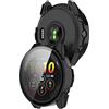 SMYAOSI Custodia per Garmin Forerunner 265/Forerunner 265S Cover Custodia con Pellicola in Vetro Temperato, Case Protettiva-Rigido PC Paraurti per Forerunner 265/Forerunner 265S (256S, 2 Pezzi Nero)