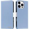 Butnyeoe Cover per iPhone 16 Pro Case,Custodia iPhone 16 Pro Libro,Trama Litchi PU Pelle Protettiva Portafoglio Flip/Folio Wallet Case Con Slot per Schede e Magnetica Supporto,Blu Chiaro