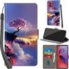 PHINIENLAND Cover per Motorola Moto G84 5G custodia portafoglio Alberi | 3 scomparti carte, 1 tasca banconote, Chiusura magnetica, Supporto, Pelle PU flip cover per Moto G84 5G