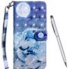 TOUCASA Cover per Nokia 3.2, Flip Custodia [3D Superficie] PU Pelle Portafoglio Unico Sottile Funzione TPU Antiurto Flip Cover a Libro Custodie Protettivo Case (Lupo Blu)