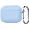 QJONSIU Cover per Airpods Pro 3 2025, Antiurto Anti-impronta, Protettiva Cover in Silicone Morbido Case con Moschettone-SkyBlu