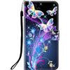Sunrive Cover compatibile con Wiko Y80, Custodia con supporto di stand e in Pelle artificiale per carte di credito Portafoglio Flip Chiusura Magnetica bumper(Q Farfalla 2)