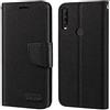 Shantime Custodia Flip in Tessuto Oxford e Pelle PU Compatibile con Alcatel 1SE 2020 5030F 5030U, Cover Protettiva con Chiusura Magnetica e Tasche per Carte (Nero)