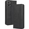 Topme Cover per Motorola moto e22 / moto e22i (6.5 Inches) Custodia Case, Custodia per Telefono in Pelle Elegante Slot per Schede Testurizzato.Nero