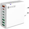 Whnbuij Caricatore USB C, caricatore multiporta per smartphone, caricabatterie rapido, adattatore di alimentazione tipo C 120 W, caricatore rapido multiporta 120 W per orologi connessi, smartphone, tablet e