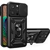 ESTH® Custodia per iPhone 14 Pro con Custodia per Fotocamera Scorrevole e Supporto ad Anello [Cover Paraurti Compatibile con Supporto Magnetico per Auto], Nero