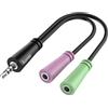 Hama Adattatore audio (4 poli, jack da 3,5 mm, 2 x jack a 3 poli, jack da 3,5 mm, adattatore jack stereo per il collegamento di laptop, cellulare, tablet con cuffie jack a 3 poli, cuffie con