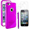 ebestStar - Cover Compatibile con iPhone SE 5S 5 Custodia Protezione S-Line Design Silicone Gel TPU Morbida e Sottile + Penna +3 Pellicole plastica, Viola [Apparecchio: 123.8 x 58.6 x 7.6mm, 4.0'']