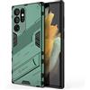 ESTH® Custodia per Samsung Galaxy S22 Ultra 5G con Supporto [Compatibile con Supporto Magnetico per Auto] Cover Paraurti PC + TPU, Verde