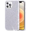 Mixroom - Custodia Cover per iPhone 15 PRO Max Case in TPU Morbido Argento con Brillantini Glitter 3 in 1