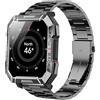 Blueshaweu Blueshwaeu cinturino Compatibile per smartwatch W60,20mm,22mm sostitutivo metallo in acciaio inossidabile,cinturino compatibilie con Blackview/IOWODO W60,R30 Pro,R50. (Nero)