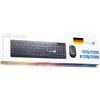 Simpletek - Kit Mouse & Tastiera Nera Wireless 2.4G Layout DE | Tedesca German Keyboard QWERTZ | Tastierino Numerico Mouse Ergonomico 3 Tasti Ricevitore USB
