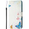 BLOTECH Custodia para Oppo A38 4G Cover Portafoglio,for Oppo A38 4G Custodia 3D Pittura Colorata Wallet Case Protettiva Stand Built-in Card Slot Cover Custodia Leather Flip Copertina,Farfalle