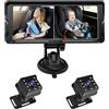 Mulcort Telecamera a specchio per auto da 6,8 pollici, risoluzione HD 1080p, visione notturna a infrarossi, telecamera rotante a 360°, visione grandangolare a 150°, facile da installare, monitoraggio