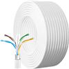 AntDau71® - Cavo Lan Ethernet, Bobina Cat 6 per Interno ed Esterno Resistente alle Intemperie Cavo di Rete Schermato Gigabit Anti-jamming Cavo Internet Bianco (50 metri)