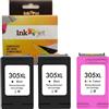 Genérico 305XL pack 3 cartucce d'inchiostro compatibili con HP 305XL (3YM62AE/3YM61AE, 3YM63AE/3YM60AE) di alta qualità
