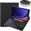 JZCZMCE Custodia con Tastiera per Samsung Galaxy Tab A8 10.5'' 2022, Tastiera Retroilluminati Wireless Staccabile con Supporto per Matita, Sottile Cover Folio con Mouse Bluetooth,Nero