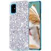 OKZone Cover Samsung Galaxy A51 [con Pellicola Proteggi Schermo], Custodia Lucciante con Brillantini Glitters Ultra Sottile Designer Case Cover per Samsung Galaxy A51 (Argento)