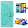 CoverKingz Cover per Samsung Galaxy M52 5G - Custodia a portafoglio per cellulare con slot per schede per Galaxy M52 5G - Cover per cellulare motivo mandala verde