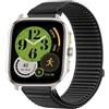 GIOPUEY Cinturini Compatibile con Amazfit Cheetah Square, Nylon Traspirante Sport Loop Cinturino in Morbido Nylon Intrecciato Strap Band - Black