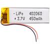 Liter energy battery Batteria 402060 LiPo 3.7V 450mAh 1.665Wh 1S 5C Liter Energy Battery per l'elettronica Ricaricabile Telefono Portatile Smartwatch Orologio GPS - Non adatto per Radiocomando 62x20x4mm (450mAh|402060)
