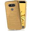 moex Cover in Silicone Compatibile con LG G5 | Effetto Alluminio Spazzolato, Oro