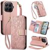 Fertuo Cover per Xiaomi 15T Pro, Fiori Custodia a Libro Portafoglio Antiurto in Pelle PU Flip Case Interna Silicone con Porta Carte, Supporto, Chiusura Magnetica e Cinturino, Rosa