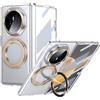 MUDASANQI Custodia magnetica compatibile con Honor Magic V3, con protezione schermo integrata, cavalletto ad anello, grado militare, antiurto, custodia protettiva contro le cadute del telefono (oro)