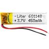 Liter energy battery Batteria 601148 LiPo 3.7V 450mAh 1.665Wh 1S 5C Liter Energy Battery per l'elettronica Ricaricabile Telefono Portatile Smartwatch Orologio GPS - Non adatto per Radiocomando 50x11x6mm (450mAh|601148)