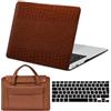 FFBOFFC Custodia Compatibile con MacBook Air 13,6 Pollici 2025-2022 Modello A2681 A3113 A3240 con Liquid Retina Display, Pelle Case Rigida Protettiva & Copritastiera & Borsa, Alligatore marrone