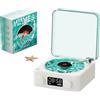 Sxhlseller Altoparlante Bluetooth Waves Stile Giradischi Vintage, Lettore Waves con Luce Notturna e Display 'ora, Lettore CD Stereo Portatile per Feste in Camera da Letto (WHITE)