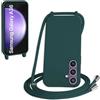 WenBaby Cover Compatible con Samsung Galaxy A36,Cellulare Girocollo Custodia con Cordino TPU Corda Silicone Case Bumper per Samsung Galaxy A36 Custodia, Verde scuro