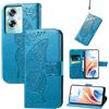 JIUNINE Cover per OPPO A79 5G / OnePlus Nord N30 SE 5G, Custodia Interno TPU Antiurto Portafoglio con Disegni di Farfalla [Carta Fessura] [Supporto Stand] Cover Libro in PU Pelle, Blu