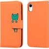 Norn - Cover per iPhone XR(6.1), motivo rana carino a portafoglio, in pelle PU, con funzione stand, scomparti per carte e chiusura magnetica, colore: Arancione