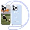 Yoedge Cover con Cordino per Apple iPhone 14 Pro Personalizzata 6,1, Custodia con Laccio Collana Custodie Personalizzabile con Foto Testi Immagine Personalizzate Blu Custom per iPhone 14 Pro Case