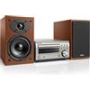 DENON Sistema HiFi compatto Denon D-M 41 DAB con 2 x 30 w di potenza di uscita, argento/legno di ciliegio