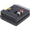 tooloflife Adattatore da SCART a 3 RCA S-Video, convertitore adattatore audio commutabile IN/OUT a 21 pin, nero