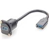 Plinkwirekb Cavo di prolunga USB 3.0 per montaggio a pannello, presa da USB A a femmina, montaggio a presa, pannello di tipo D/XLR, USB 3.0, 5 Gbps