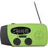 ConBlom Radio a Manovella Solare con Batteria da 600 mAh, Torcia a LED/Allarme SOS - Piccola di Emergenza per Campeggio All'aperto Verde