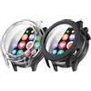 Ruentech Cover Compatibile per Xiaomi Watch S4 Custodia con Protezione Schermo Rotondo Durezza PC con Vetro Temperato Case per Xiaomi Watch S4 eSIM (Nero + Chiaro)