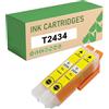 KEUWHLL Cartucce Di Inchiostro Giallo 24XL T2434 Compatibili Per Epson 24XL E-2434 Per Stampante Expression Photo XP-55 XP-750 XP-760 XP-850 XP-860 XP-950 XP-960 XP-970 2-Pack